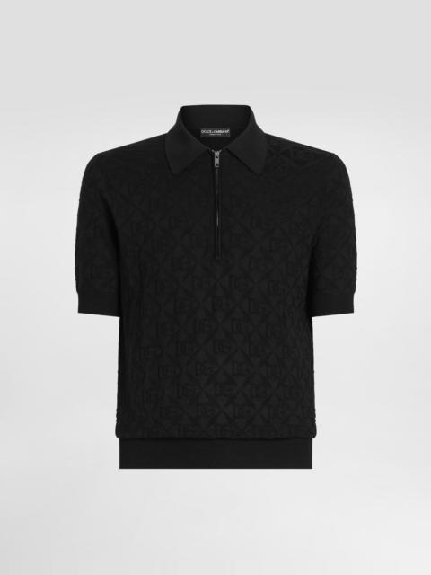 Silk polo shirt with logo