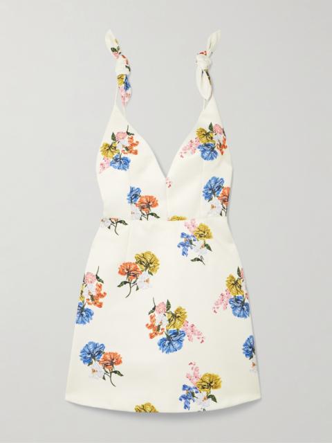 Vero Bow-detailed Floral-print Faille Dress