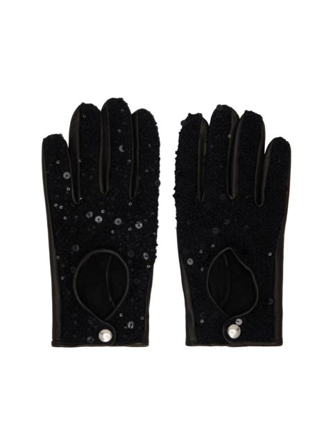 Black Sequin Driving Gloves