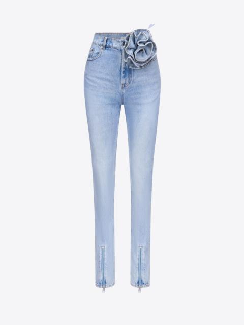 FLOWER CORSAGE ANKLE ZIP JEAN