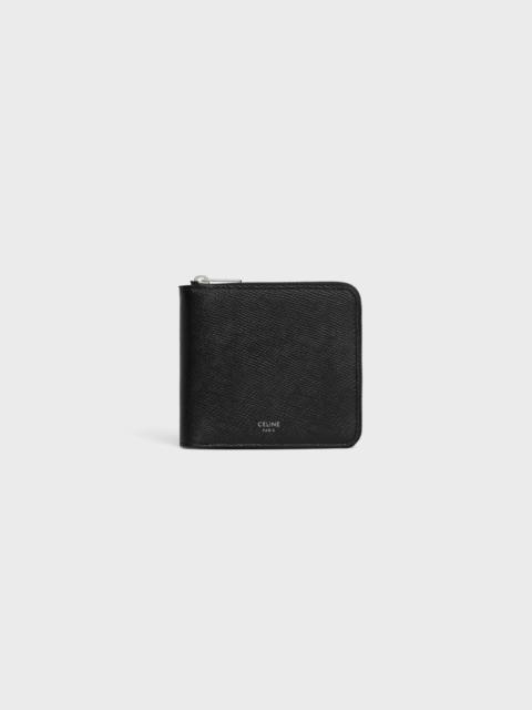 zipped bi-fold wallet with coin compartment IN grained calfskin