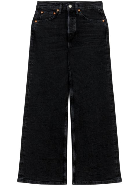 high-rise wide-leg cropped jeans