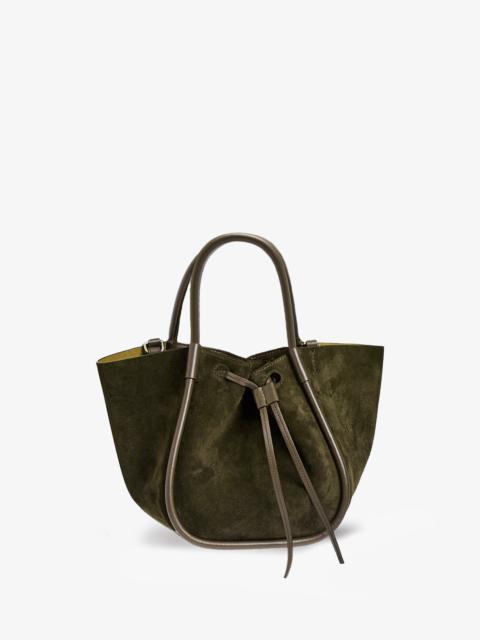 Small Ruched Tote in Soft Suede