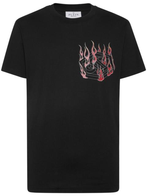 flame-print cotton T-shirt