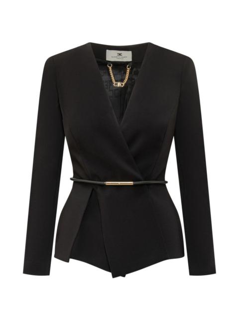 V-neck belted blazer
