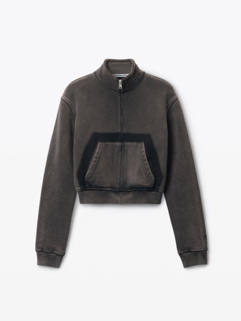 cropped zip-up jacket in cotton terry