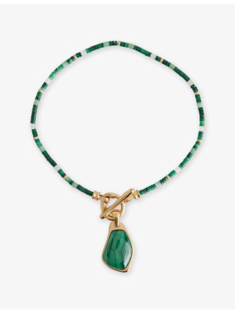 Ore 16ct Gold-Plated Brass Malachite Pendant Necklace