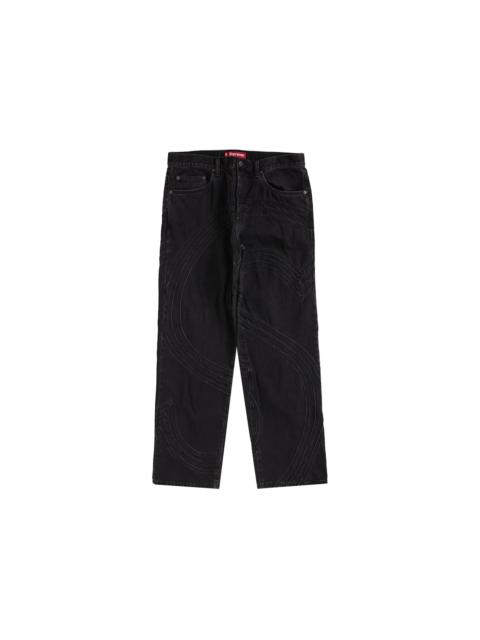 Supreme S Logo Loose Fit Jean Washed Black