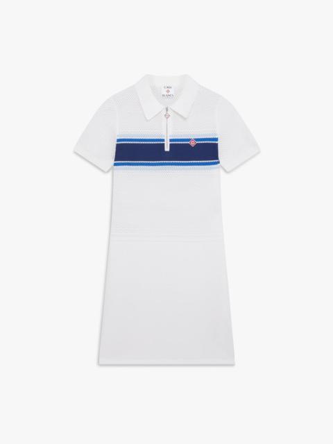 White & Blue Striped Mesh Midi Dress | Casablanca Paris