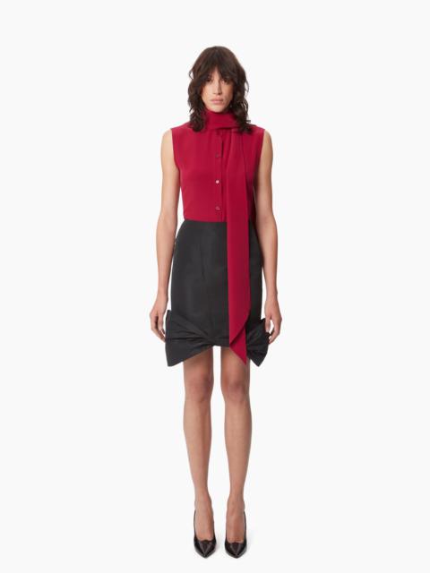 TAFFETA BOW PEPLUM MIDI SKIRT
