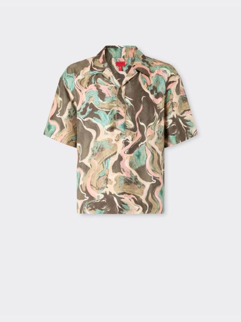 Silk shirt with Marble Horse print