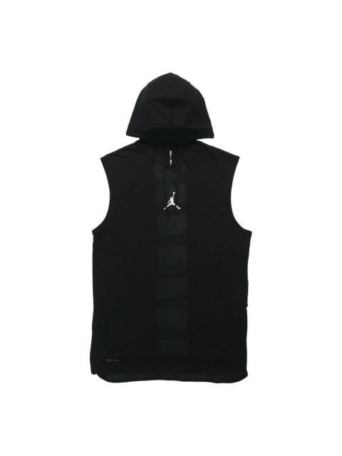 Air Jordan Air Dri-Fit Back Alphabet Printing hooded Vest Black White CW0373-010