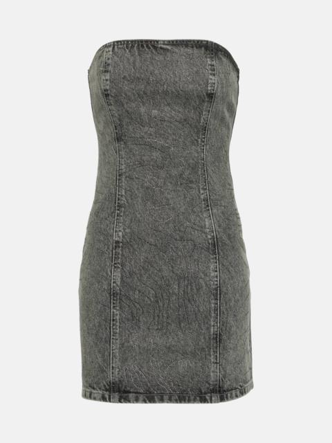 Rhinestone-embellished denim minidress