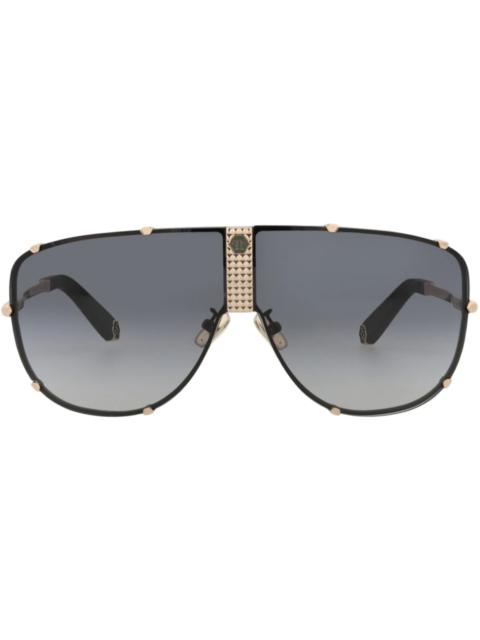 Philipp Plein Aviator-Frame Stainless Steel Sunglasses Gold Gold Smoke (SPP075M-69-0376)