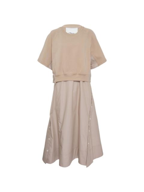 crew-neck short-sleeve midi dress