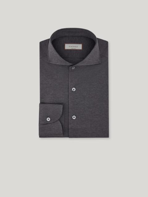 REGULAR-FIT SHIRT IN GREY COTTON JERSEY