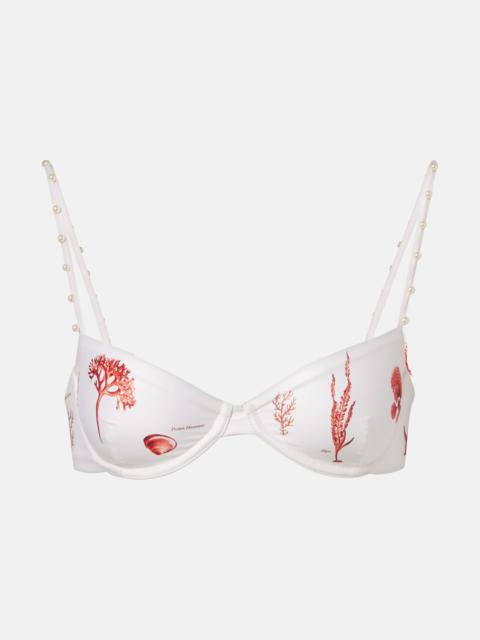 Magdalena embellished printed bikini top