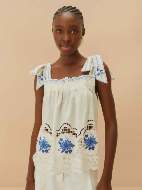 White Daisy Embroidery Lenzing™ Ecovero™ Euroflax™ Blouse