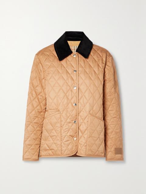 Corduroy-trimmed Quilted Shell Jacket
