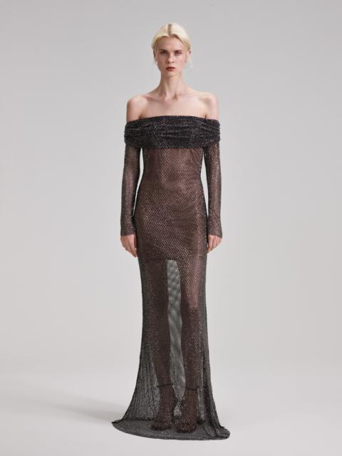 国内配送【SELF Fishnet PORTRAIT】Rhinestone Dress Maxi