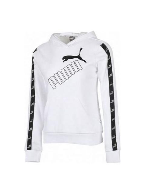 (WMNS) PUMA Amplified Fleece Hoodie 'White Black' 586595-02
