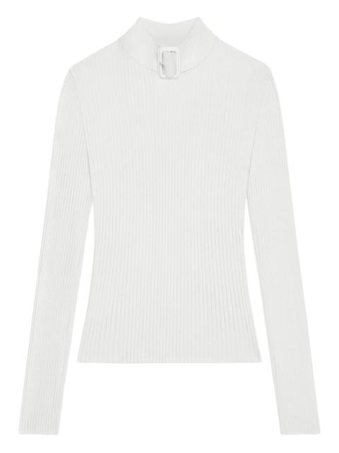 buckle-neck ribbed sweater