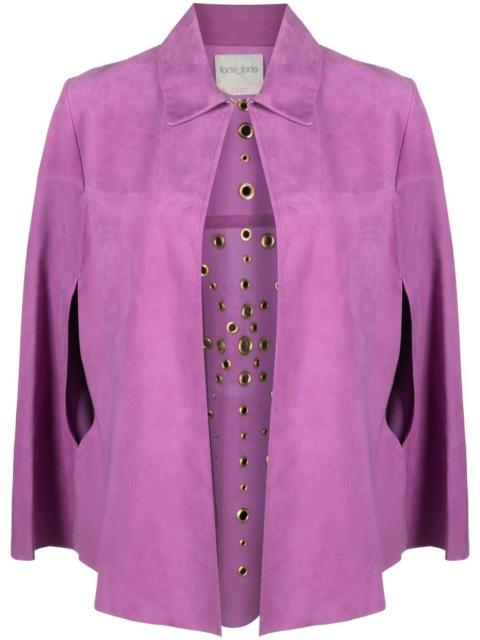 eyelet-detail suede cape