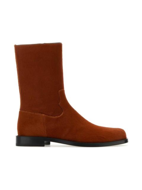 Brick Calfhair Ankle Boots