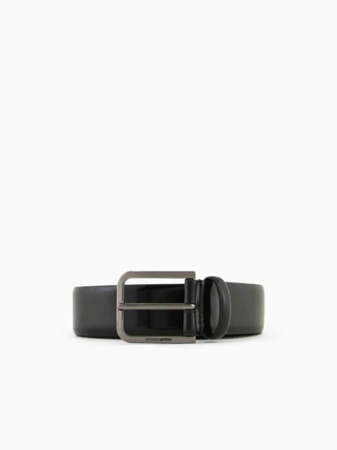Brushed leather belt
