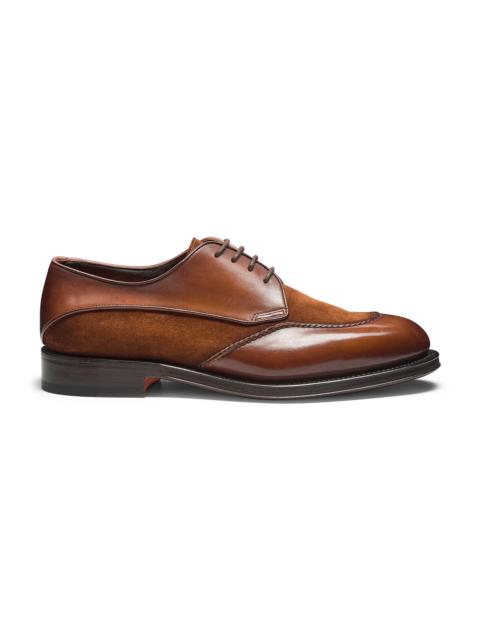 Men’s light brown leather and suede Derby shoe