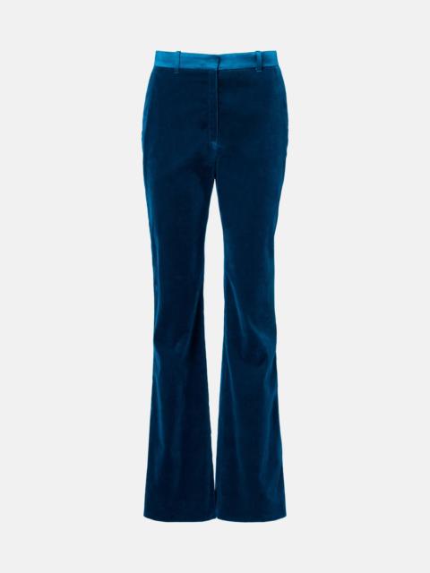 Cotton-blend velvet flared pants