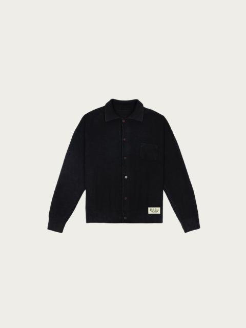 Pigment Dye Longsleeve Polo Sweater - Ink