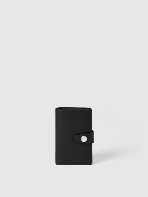 Grained leather wallet with zipper