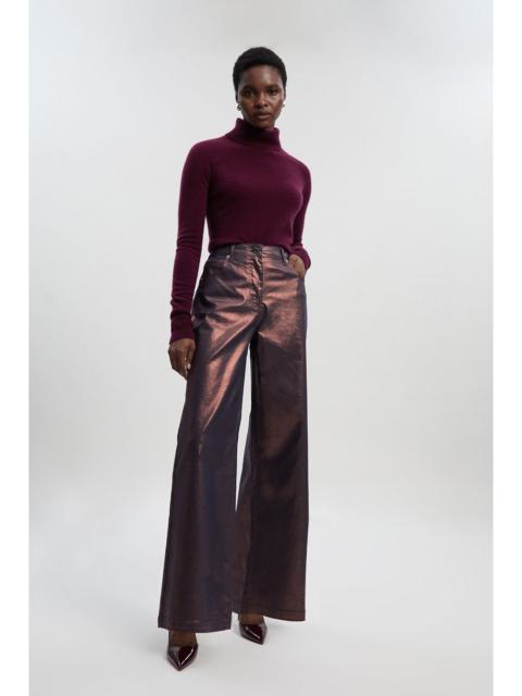 Metallic Coated Denim Wide Leg Jean