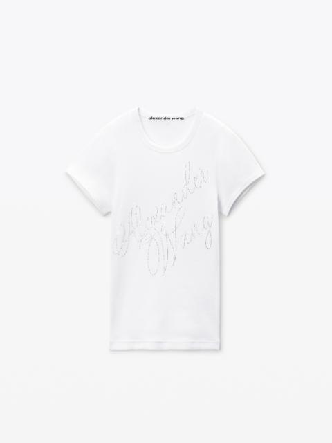 Crystal Hotfix Tee in Ribbed Jersey