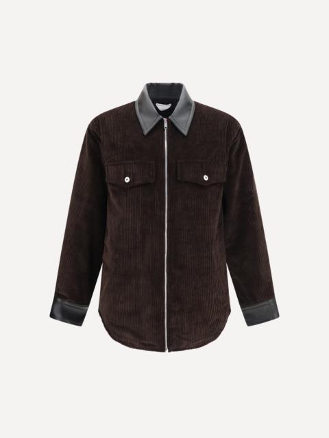 Corduroy Jacket with leather collar