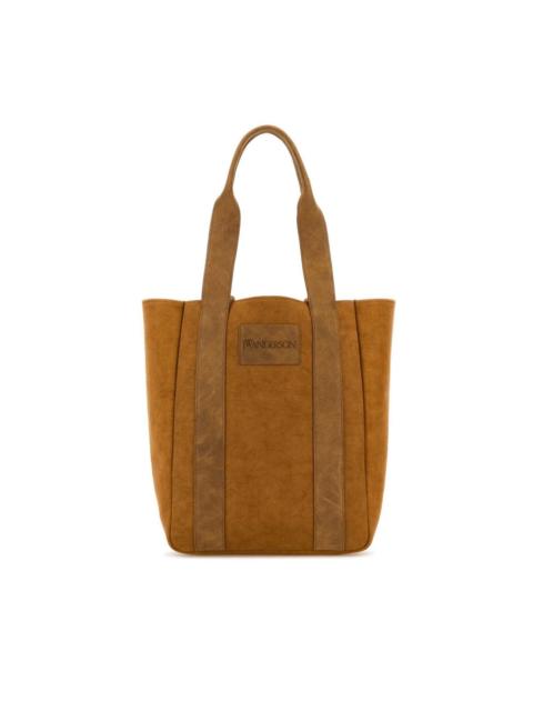 logo-patch two-tone canvas tote bag