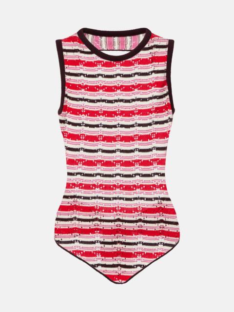 Striped crochet cotton top