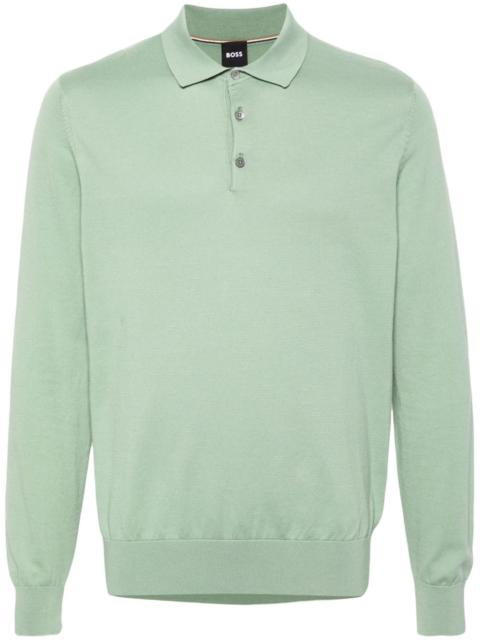 long-sleeve cotton polo shirt