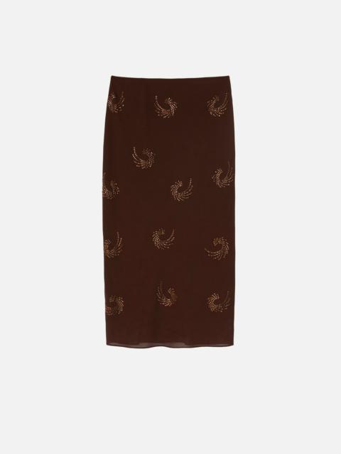 GEORGETTE SKIRT WITH RHINESTONE SWIRLS