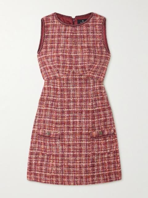 Checked Cotton-blend Bouclé-tweed Mini Dress
