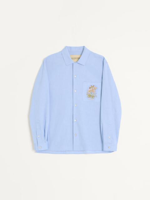 OXFORD COTTON SHIRT WITH FLORAL EMBROIDERY