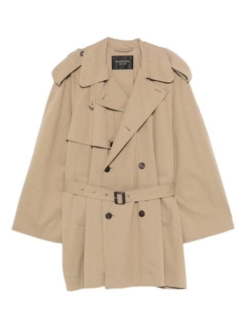 belted double-breasted trench coat