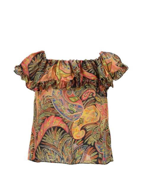 ruffled paisley-print top