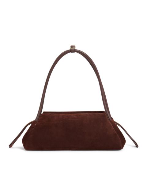 Dark brown suede shoulder bag