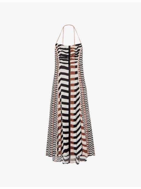 Georgie Chevron-Print Woven Midi Dress