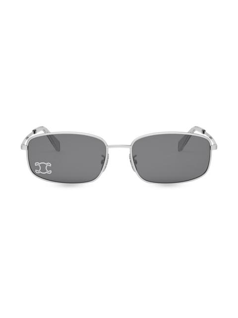 Women's Triomphe 60MM Rectangular Sunglasses - Silver Crystal Grey