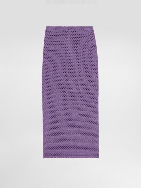 Calf-length crochet skirt