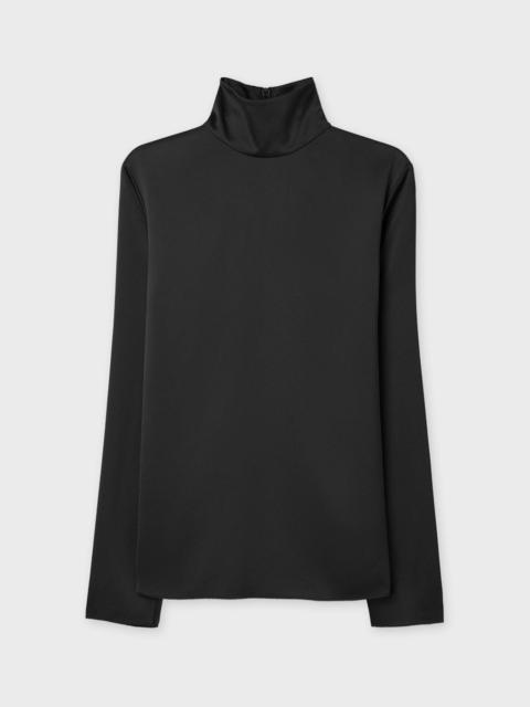 Blouse Turtleneck Satin  Black