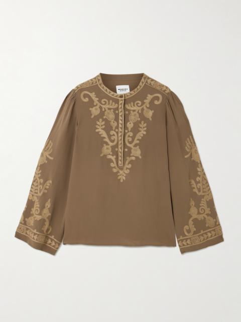 Falonne Embroidered Crepe Blouse